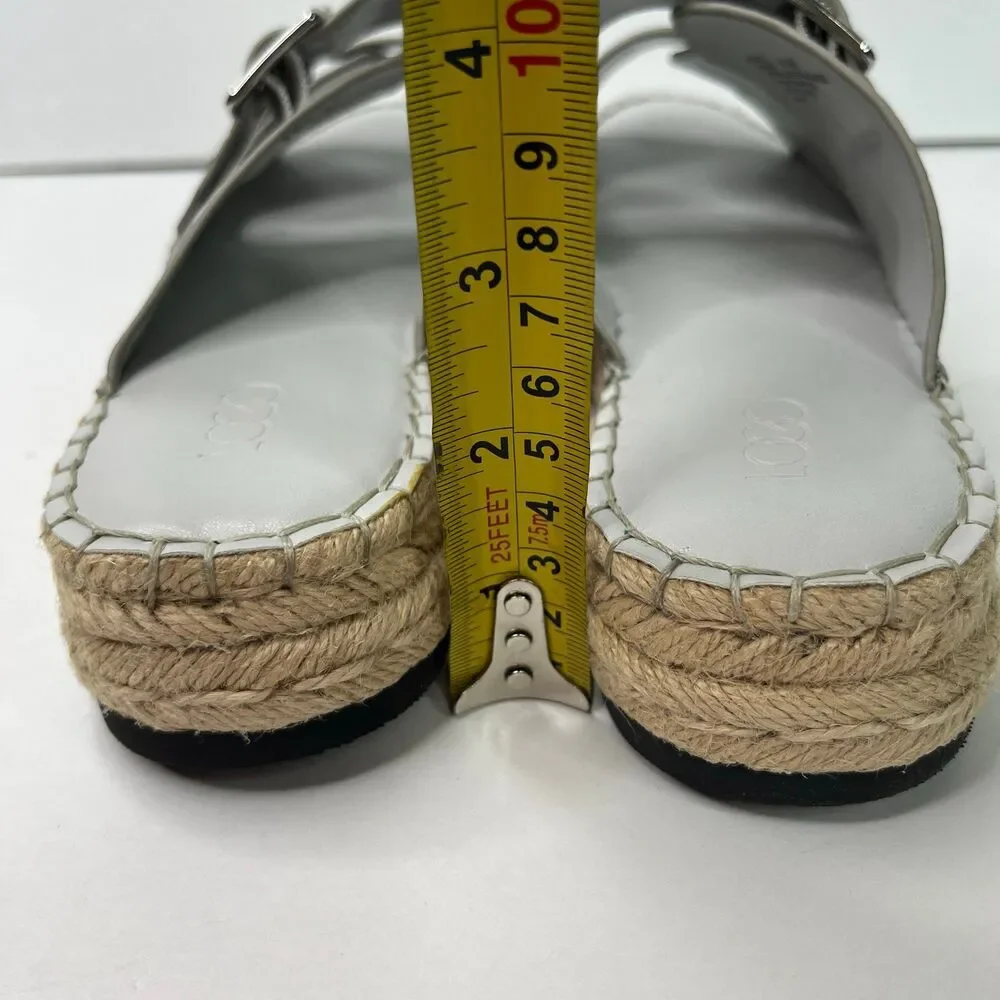 Logo Lori Goldstein Grey White Snake Leather Lindsay Slide Sandal New #514
